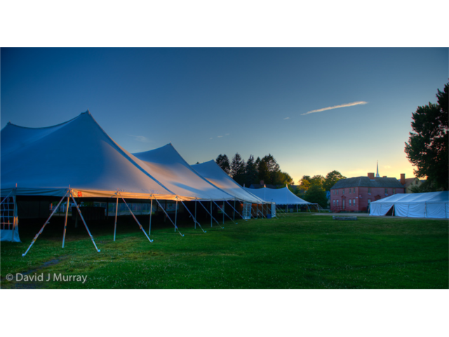 Wedding receptions often take place under a tent on the landscaped grounds of the museum.